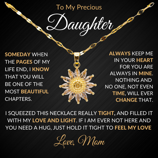Most Beautiful Chapter Daughter Sunflower Necklace