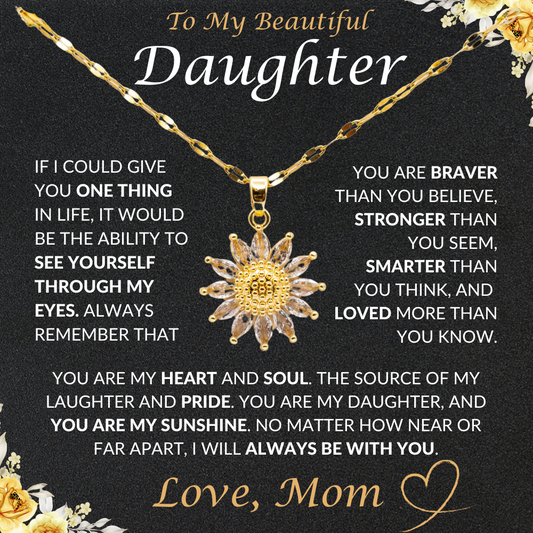 Heart and Soul Daughter Golden Sunflower Necklace