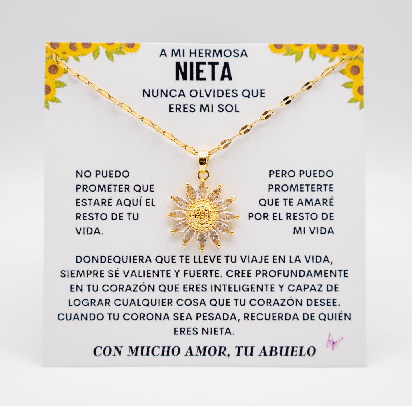 Nieta - Eres Mi Sol: Collar Girasol Dorado