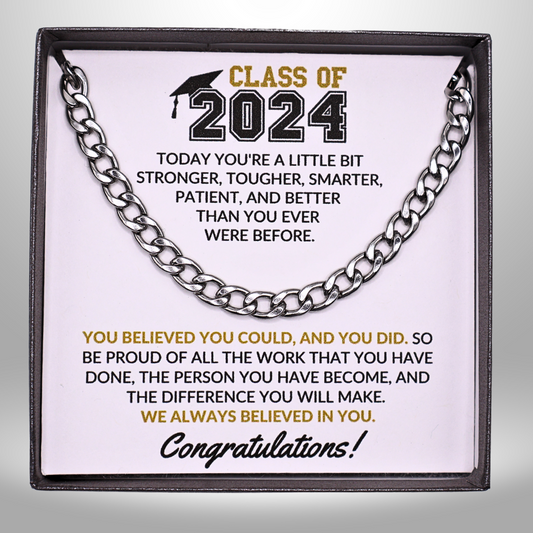 Class of 2024 GradCap Cuban Link Necklace