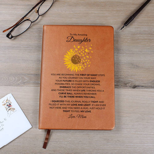 To My Amazing Daughter - Sunflower Journey v5-  Vegan Leather Journal