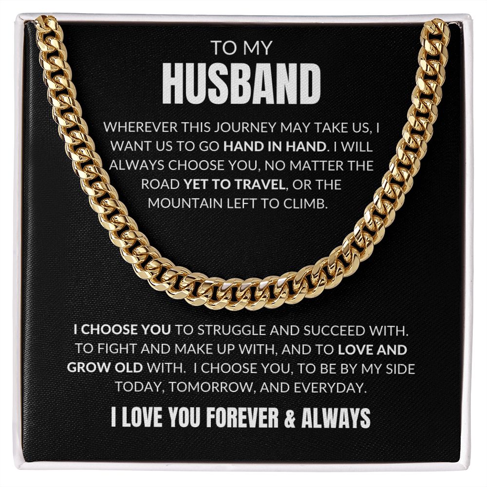 To My Husband - I Choose You v2 - Cuban Link - Black