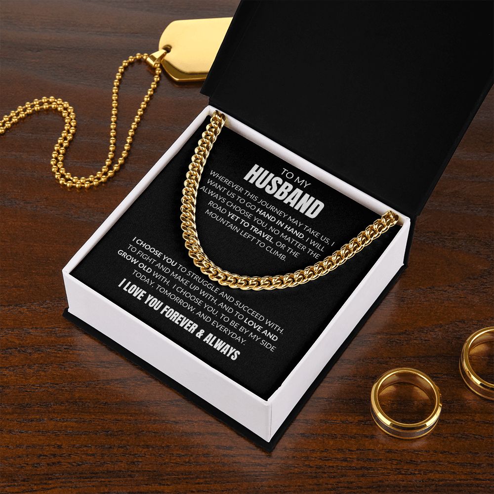 To My Husband - I Choose You v2 - Cuban Link - Black