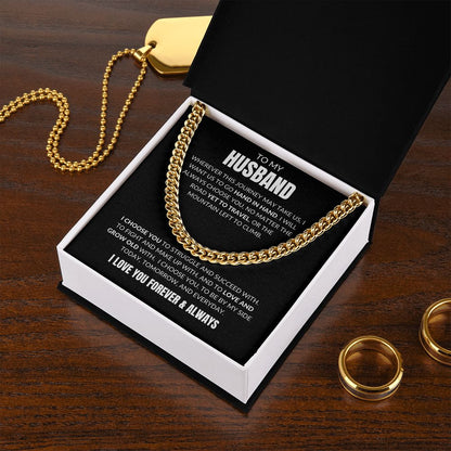 To My Husband - I Choose You v2 - Cuban Link - Black