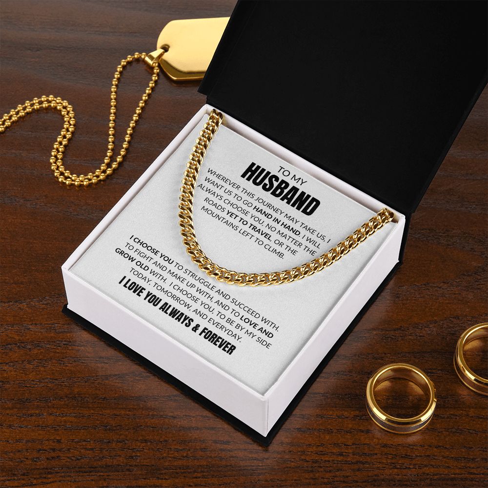 To My Husband - I Choose You - Cuban Link - White