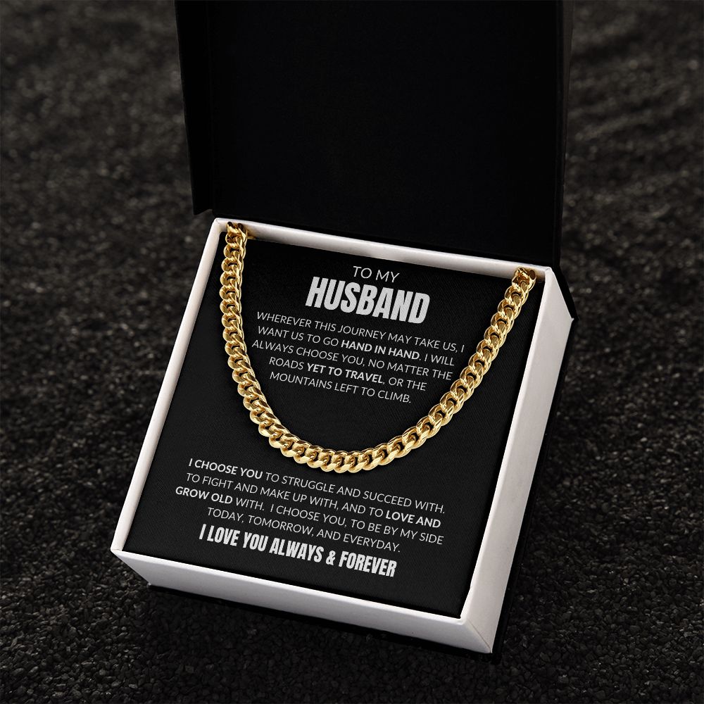 To My Husband - I Choose You - Cuban Link - Black