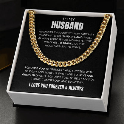 To My Husband - I Choose You v2 - Cuban Link - Black