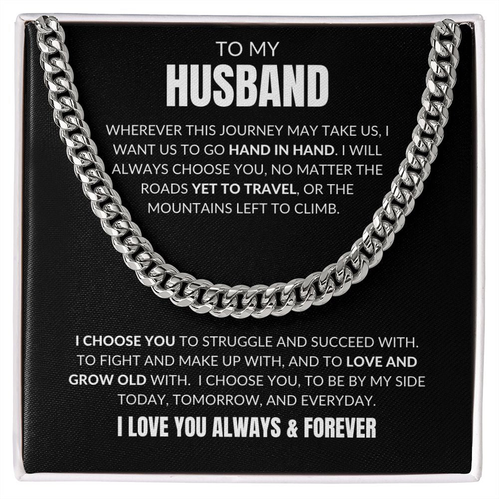 To My Husband - I Choose You - Cuban Link - Black