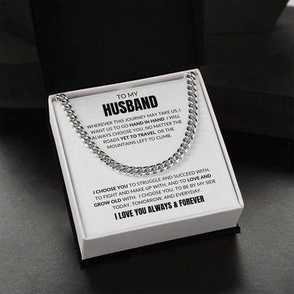 To My Husband - I Choose You - Cuban Link - White