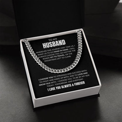 To My Husband - I Choose You - Cuban Link - Black