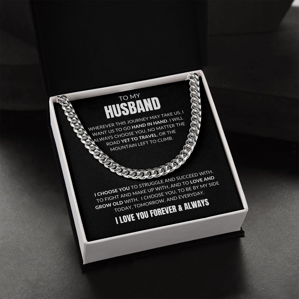 To My Husband - I Choose You v2 - Cuban Link - Black