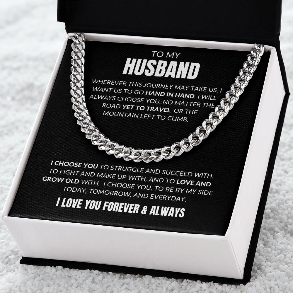 To My Husband - I Choose You v2 - Cuban Link - Black