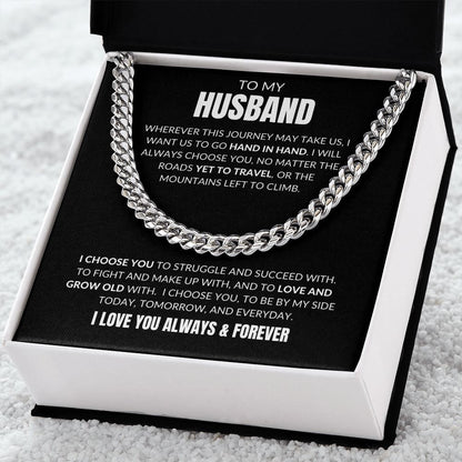 To My Husband - I Choose You - Cuban Link - Black