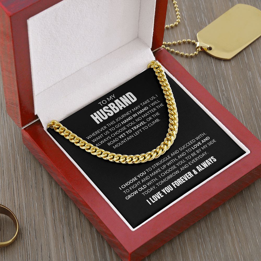 To My Husband - I Choose You v2 - Cuban Link - Black