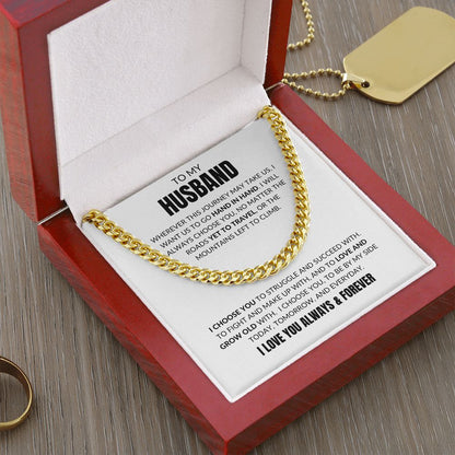 To My Husband - I Choose You - Cuban Link - White