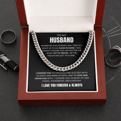 To My Husband - I Choose You v2 - Cuban Link - Black