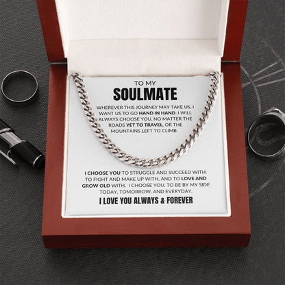 To My Soulmate - I Choose You - Cuban Link - White