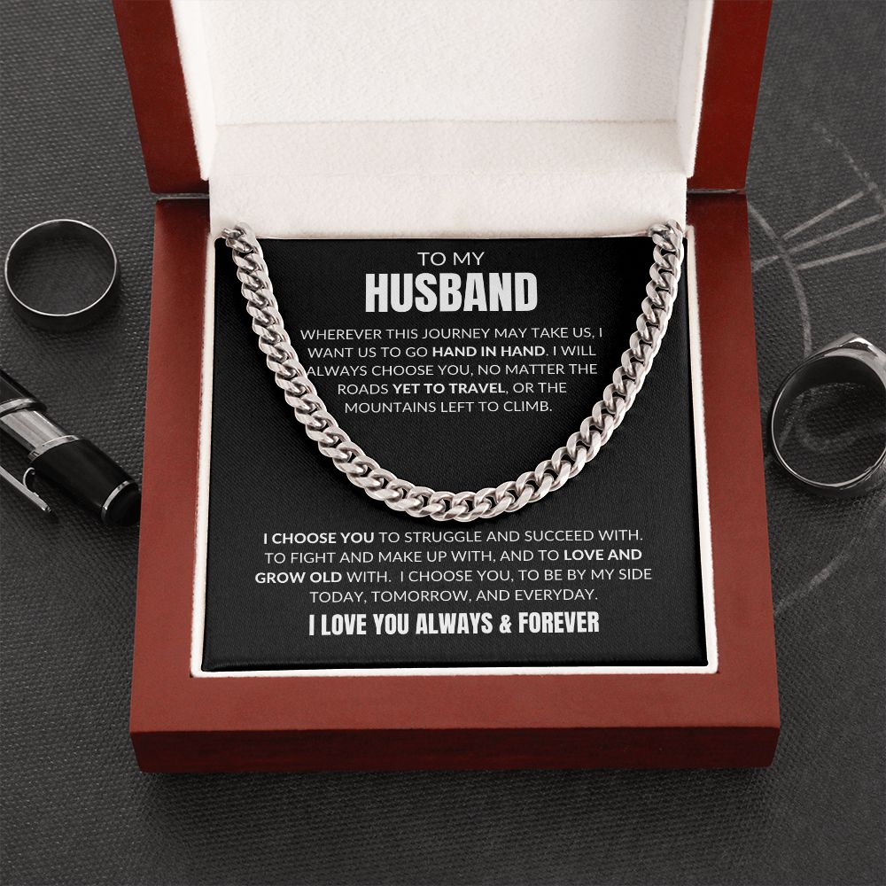 To My Husband - I Choose You - Cuban Link - Black