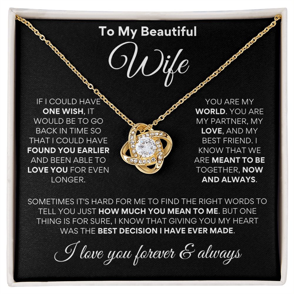 To Beautiful Wife - One Wish - Love Knot - Blk Bkgd