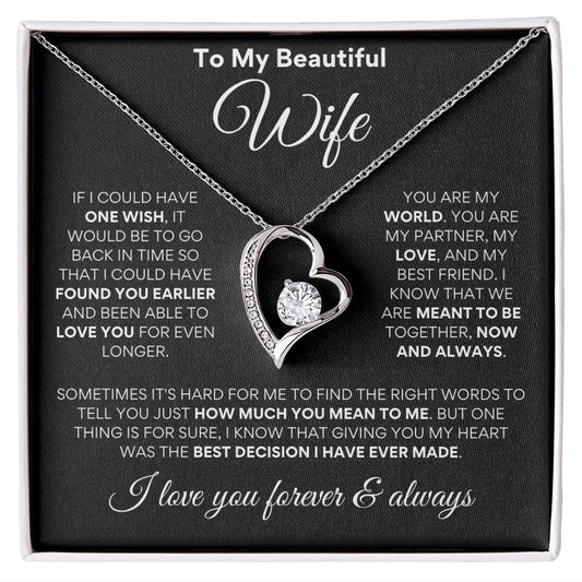 To Beautiful Wife - One Wish - Forever Heart - Blk Bkgd