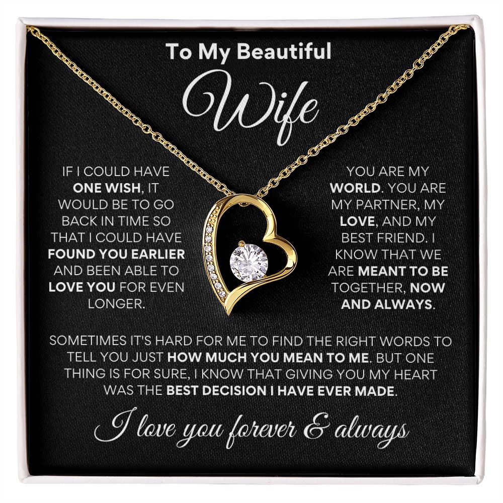 To Beautiful Wife - One Wish - Forever Heart - Blk Bkgd